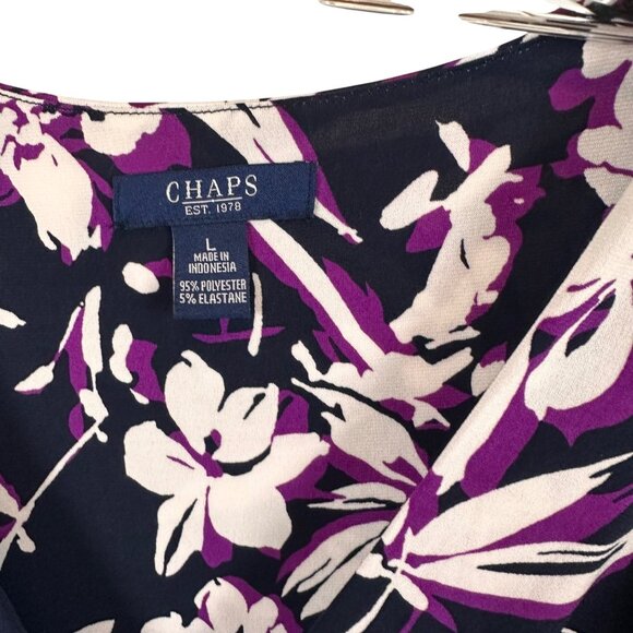 Chaps Size L Womens Floral Maxi Dress  Navy & Purple & White - Picture 4 of 16